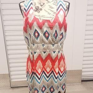 Jade Women's Zigzag Pattern Dress - Red, Blue, Cream